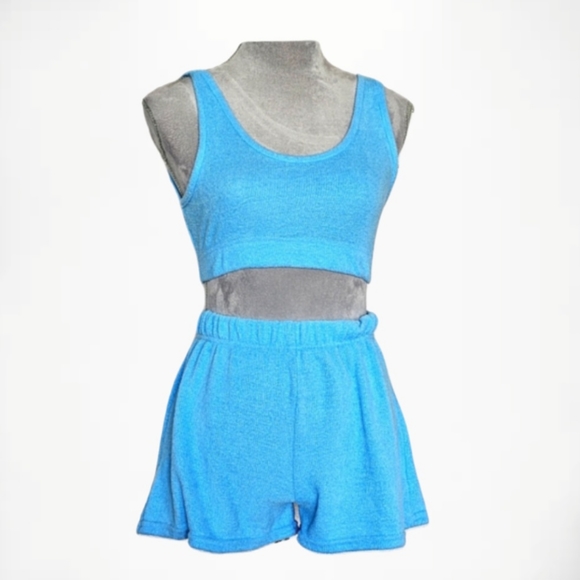 velour tank top and shorts lounging pajama set NWOT 2 pc - Picture 1 of 7